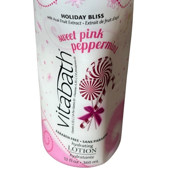 Vitabath Holiday Bliss Sweet Pink Peppermint Hydrating Lotion 12 oz - Picture 4 of 6